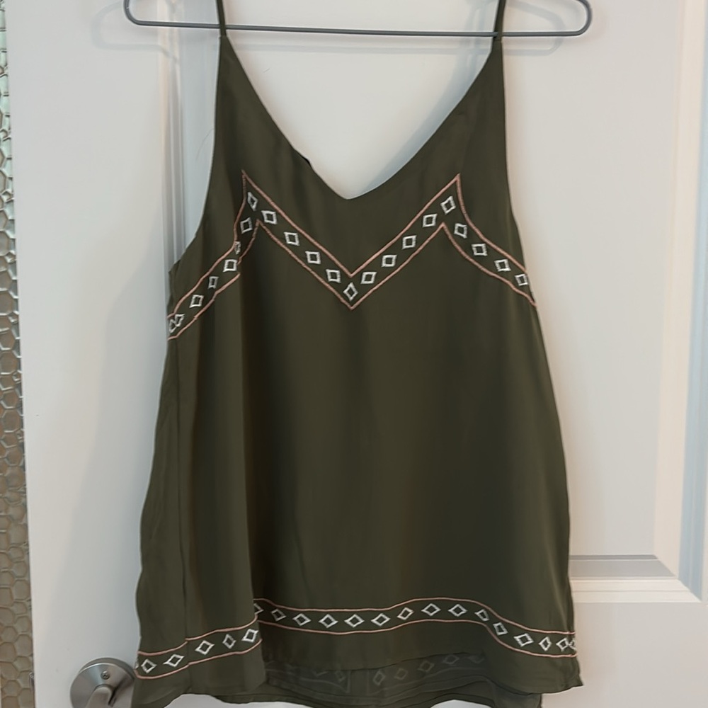 Dex Olive Camisole with Floral Embroidery - Picture 2 of 3